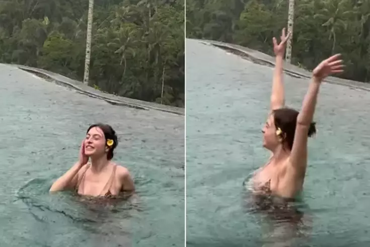 Melis Sezen shook social media with her dance in the rain in Bali.