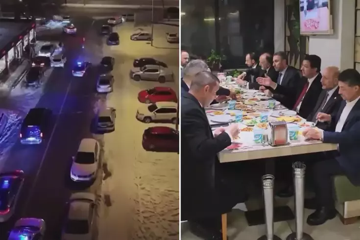 ذهب زعيم حزب السعادة محمود أريكان إلى تناول الكبدة برفقة موكب مميز.