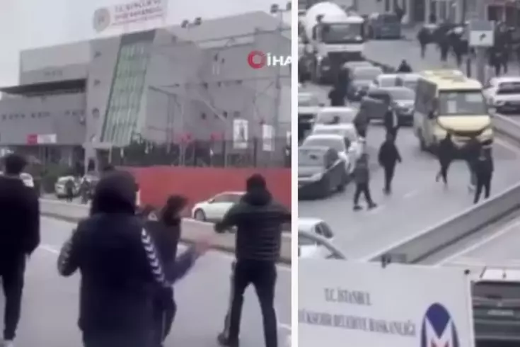 İstanbul'un göbeğinde olay! Maç bitti, taş ve sopalar havada uçuştu