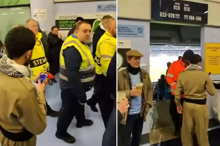 Images of individuals entering the field during the Champions League match have emerged.