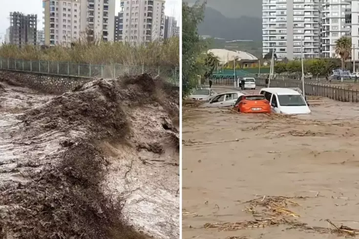 Terrifying images from Mersin, which was hit by a flood.