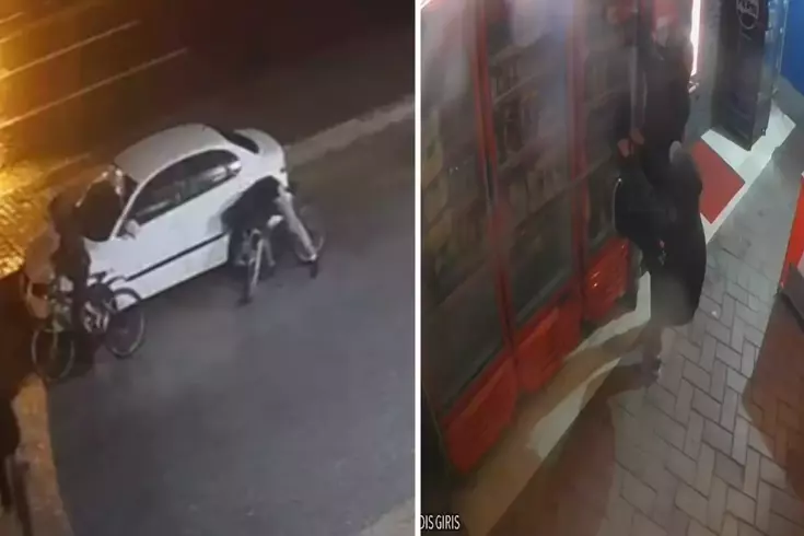 Bisikletli 3 çocuk otomobillerin lastiğini kesip, marketlerden hırsızlık yaptı