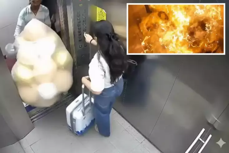 As soon as I got on the elevator, the balloons popped.