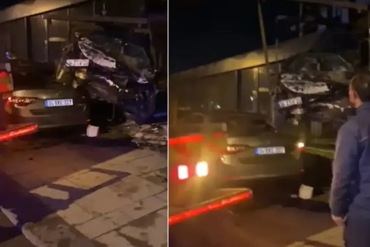 Ortalığı savaş alanına çevirdi! Otomobil araçların üstünden uçup iş yerine daldı