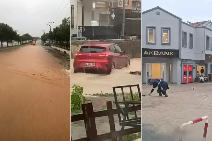 После ливня в Чешме море соединилось с сушей.