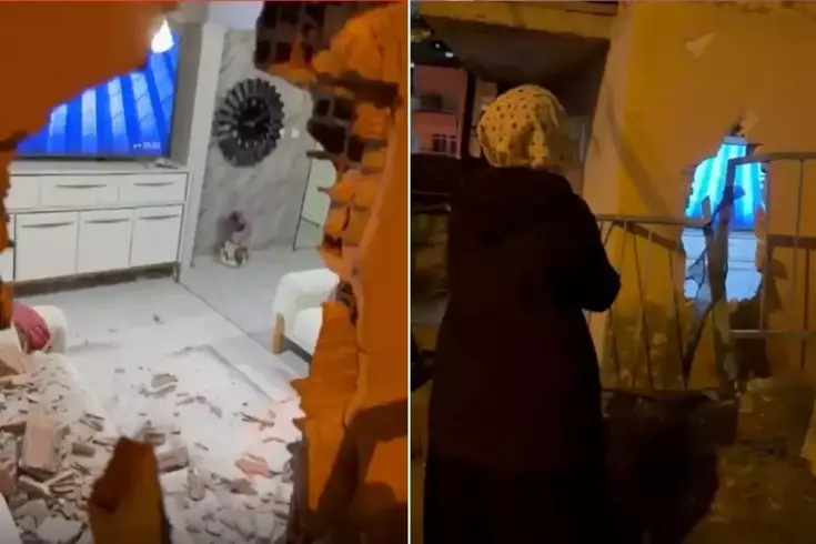 Evinde otururken kamyonetin çarptığı duvarın altında kalarak yaralandı