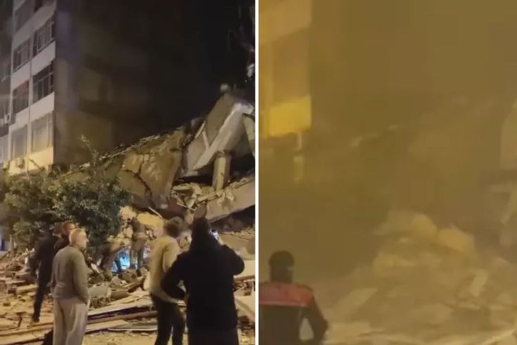 Korku dolu anlar! Depremde hasar gördü, bir anda çöktü