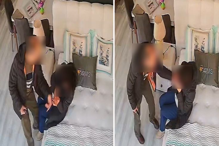 Eşini mobilya mağazasında darbetti