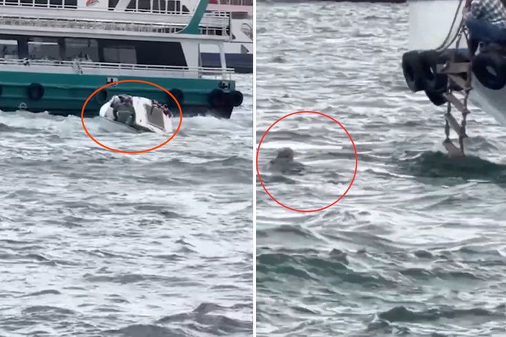 Karaköy'de vapur tekneye çarptı, denize düşen kişi halatla kurtarıldı