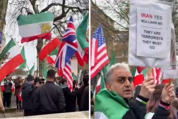 Londra'da yüzlerce kişiden İran protestosu