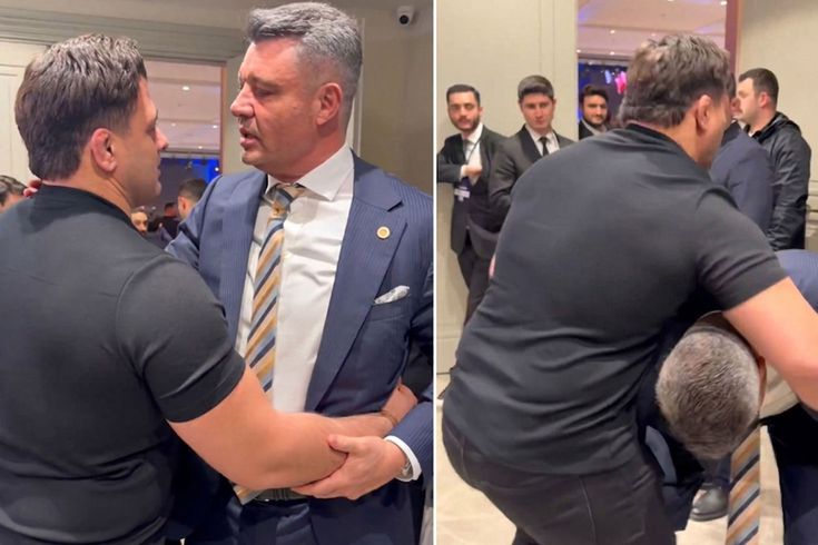 Sadettin Saran, dünya şampiyonu güreşçi Rıza Kayaalp'ı kaldırıp fırlatmaya çalıştı