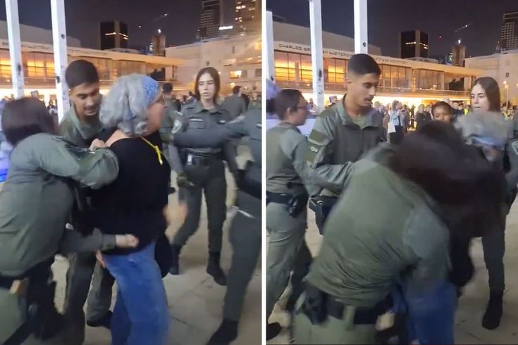 У них нет терпимости даже к своим гражданам! Нападение израильской полиции на пожилую женщину, выступающую против войны.