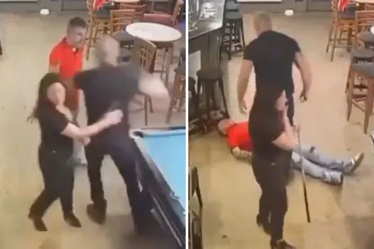 Bilardo masasında taciz intikamı! Karısına dokunan adamı tek yumrukla nakavt etti!
