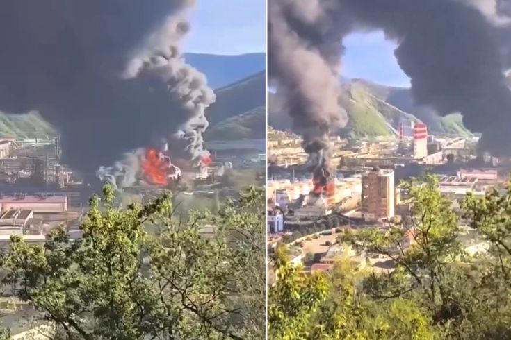 Ukrayna, Rusya'daki petrol rafinerisini vurdu! Alevler gökyüzünü kapladı