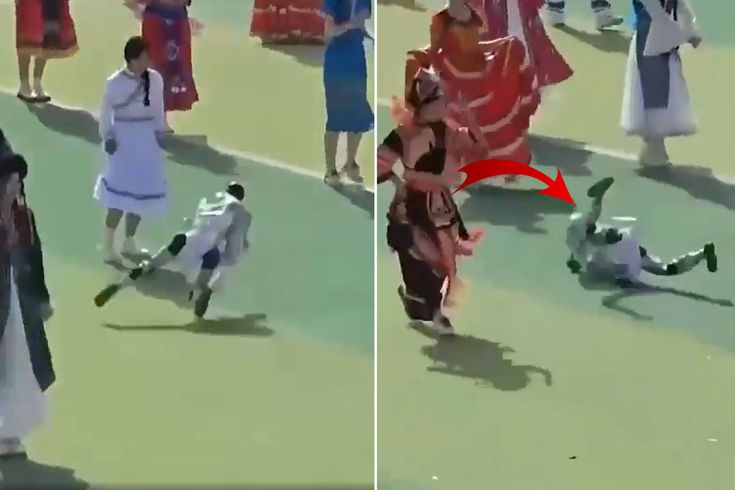 Humanoid robot went out of control, causing great fear at the festival.