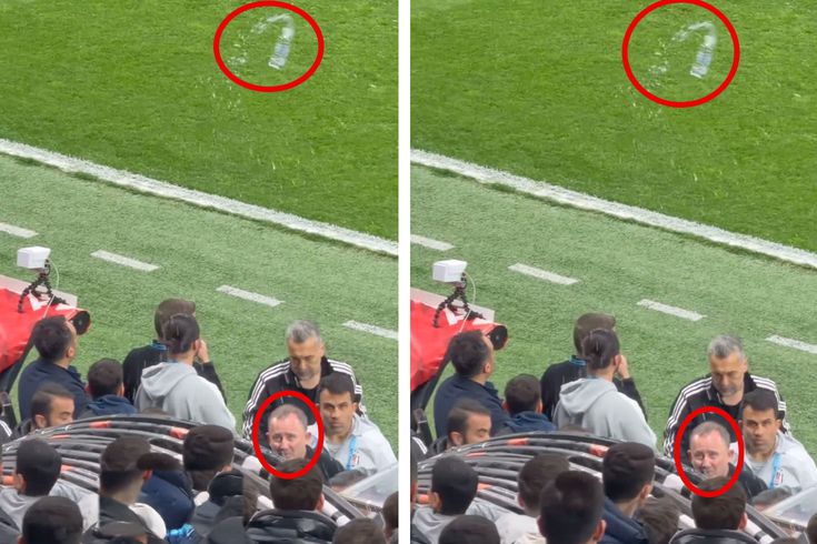 Beşiktaş taraftarı Sergen Yalçın'a su şişesi fırlattı