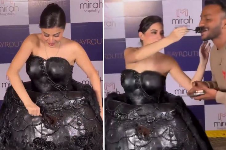 Bollywood oyuncusu yenilebilir elbisesini davetlilere ikram etti