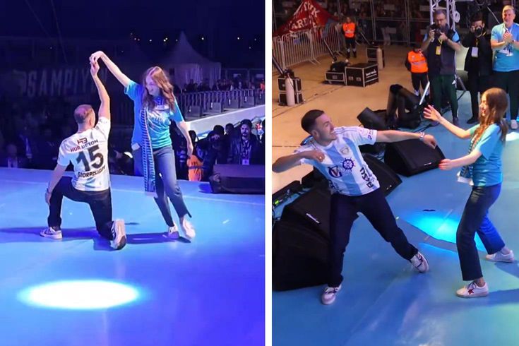 Erzurumspor's Giorbelidze made a splash in the celebrations with a dance with his wife.