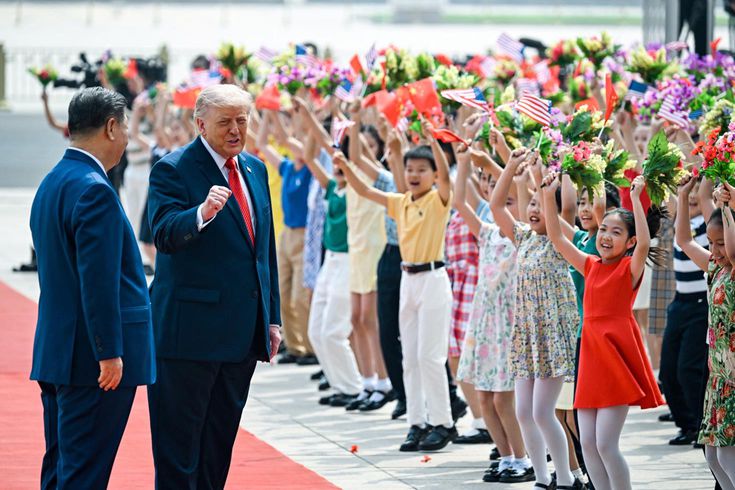 Chinese President Xi officially welcomed US President Trump with a ceremony.