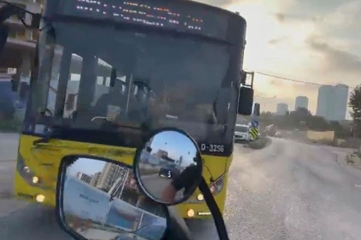 Kartal'da korku dolu anlar: İETT otobüsü kırmızıda geçti, motosikletli son anda durabildi