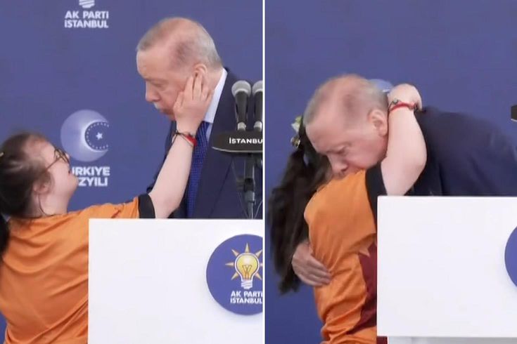 The little one who jumped onto the stage warmed hearts with his love for Erdogan