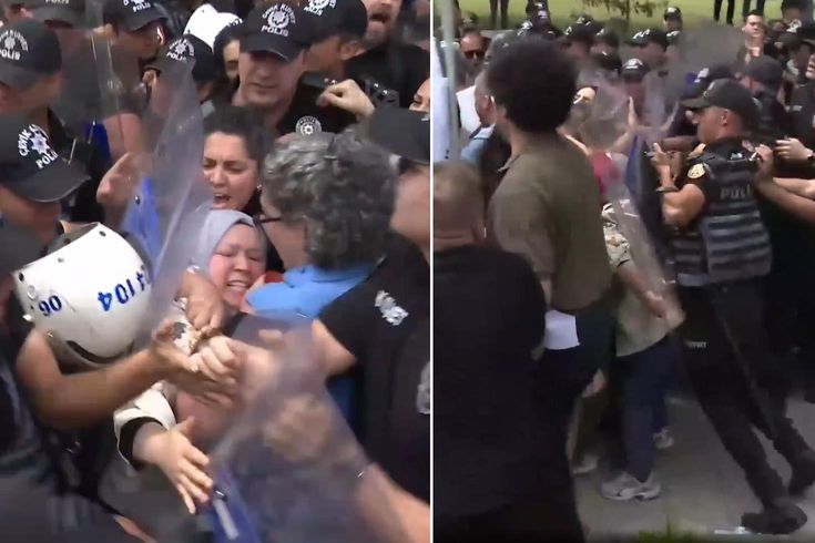 TBMM önünde basın açıklaması yapmak isteyen öğretmenlere polis müdahalesi