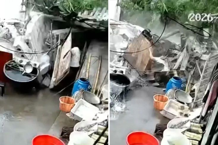 Tuvalete giren kadının üzerine bina çöktü! O anlar kamerada