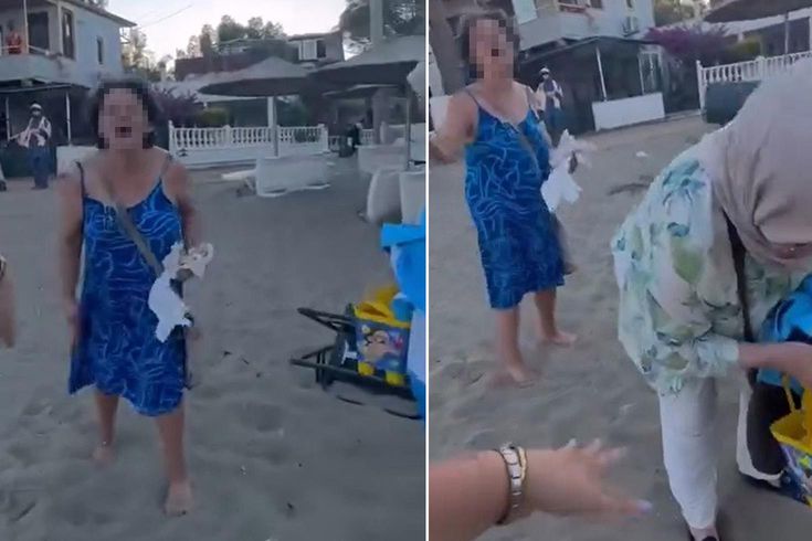 Plajda başörtülü anne ile kızına sözlü saldırıda bulunan kadın gözaltına alındı