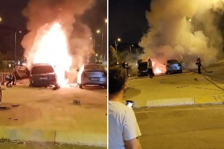 Facia, gece yarısından sonra geldi: Araçlar alev aldı, sürücü kaçtı