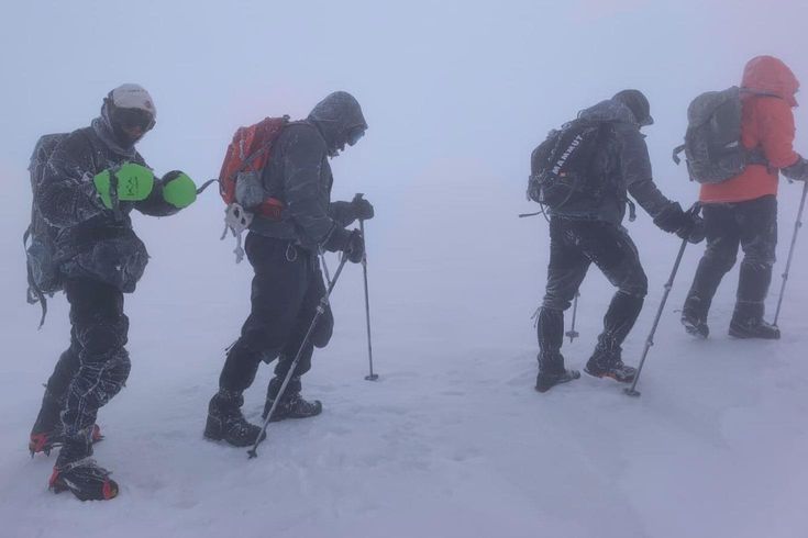 Climbers ascending Mount Ararat were caught in a snowstorm in August.