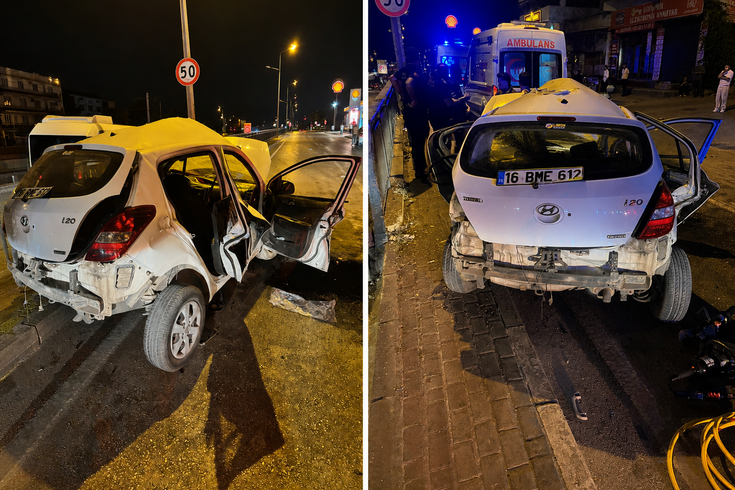 Bursa'da makas atan otomobil refüje çarptı: 17 yaşındaki sürücü hayatını kaybetti