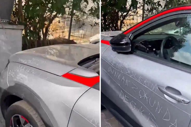 Araca zarar verip üzerine not düştüler: Gece inleme seslerini duymak zorunda değiliz