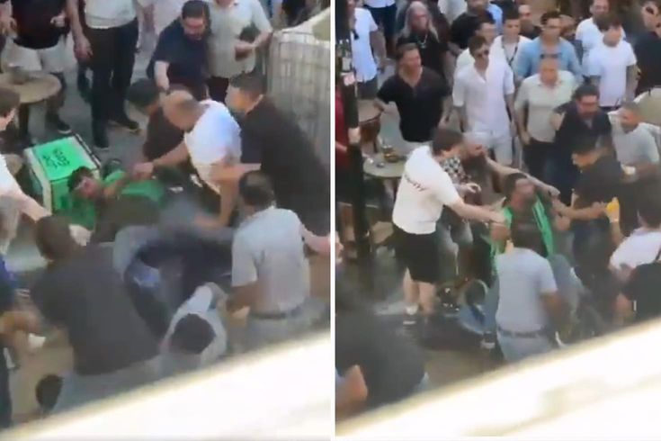 قاموا بضرب ساعي الدراجة النارية بالركل واللكم