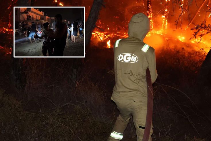 The forest fire in Fethiye spread to houses.