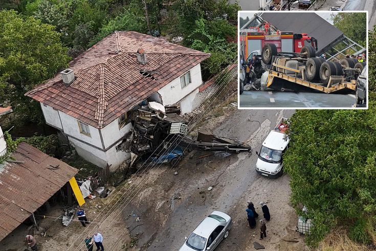 A runaway excavator slammed into a house after the motorcycle towing it went out of control: 2 dead