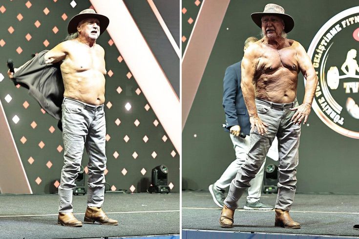 Sener Usumezsoy gave a message by showing off his muscles on stage.
