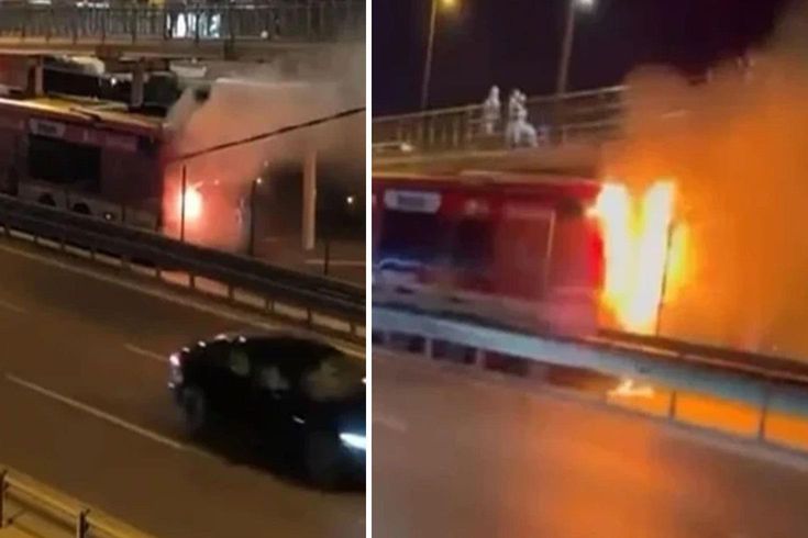 In Kagithane, the metrobus was engulfed in flames, passengers were evacuated.