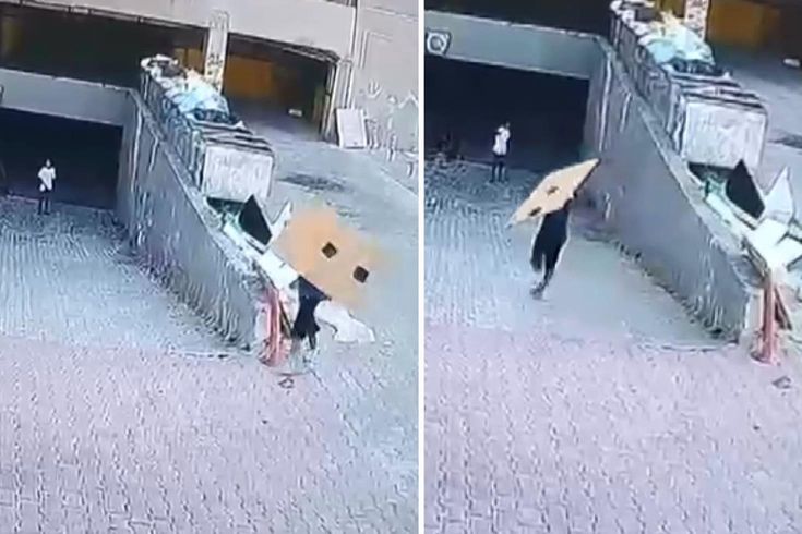 Footage from before the fire in the site parking lot has emerged.