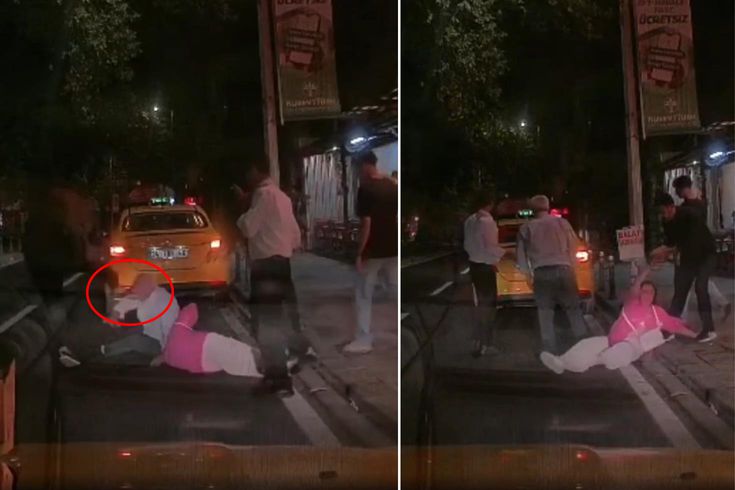 Taxi driver horror in Istanbul! He kicked an elderly man in the face, and a woman was dragged on the ground.