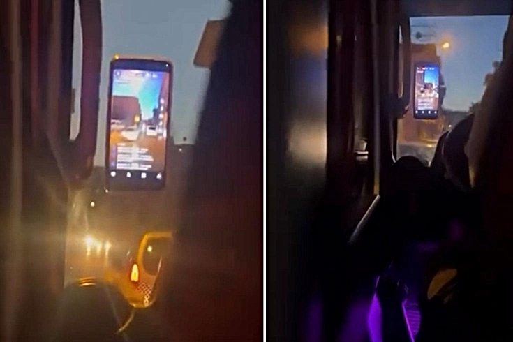 Seyir halindeki özel halk otobüsü şoförü canlı yayın açtı