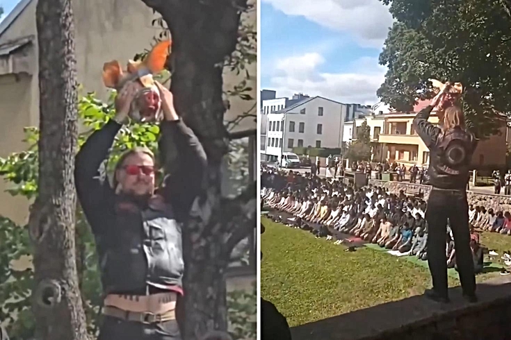 Litvanya'da cami önünde cuma namazı sırasında domuz başı provokasyonu