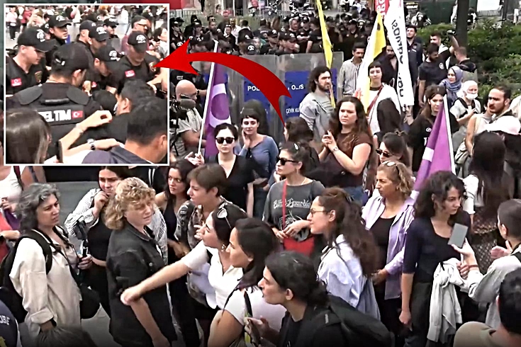 Adliye önünde toplanan LGBTİ'lere polis müdahalesi! O anlar kamerada
