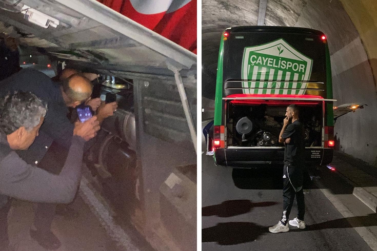 Kurban ve dualarla uğurlanan Çayelispor, tünelde mahsur kaldı