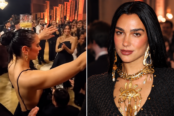 Dua Lipa kuzeninin düğününde döktürdü! Başındaki bardakla dans etti