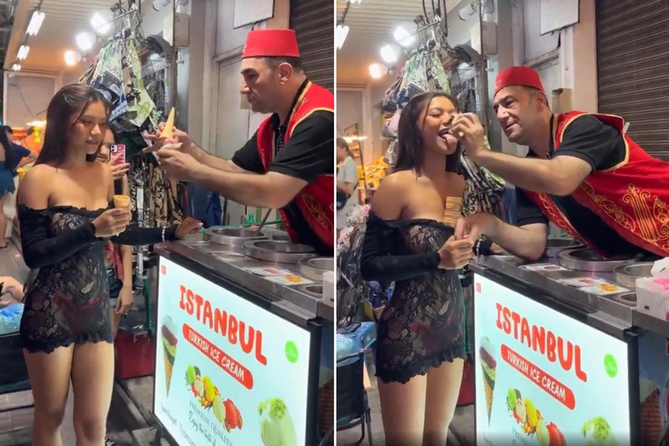 Maraş dondurmacısının turist kadına yaptığı şov tartışma yarattı