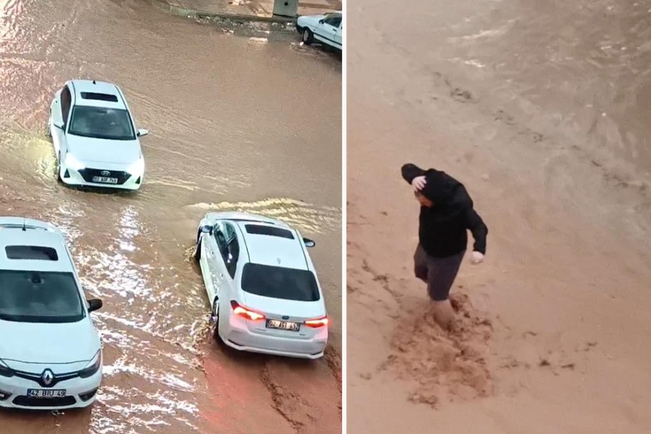 Downpour in Adıyaman: Vehicles submerged in water, streets flooded