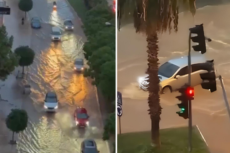 The downpour caused flooding in Mersin.