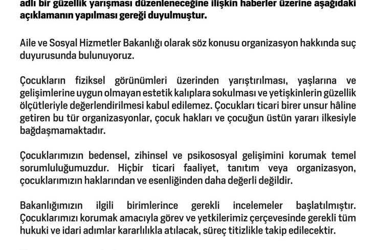 Antalya'daki 4-13 yaş güzellik yarışmasına bakanlıktan suç duyurusu: İşte detaylar