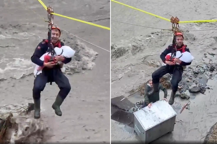 Selde mahsur kalan 8 aylık Zeynep bebeğin kurtarılma anları yürekleri ısıttı