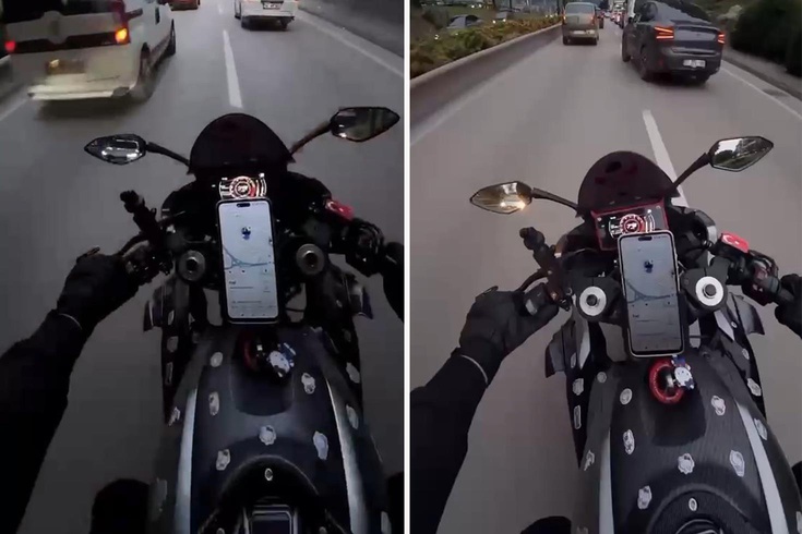 Bursa Osmangazi'de motosikletin otomobile çarptığı an kask kamerasında yer aldı